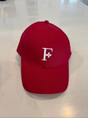 Faena Red Baseball Cap with Gold Buckle and 'F' Detail